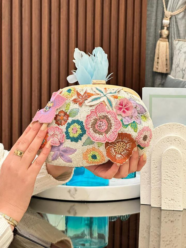 Pastel Floral Round Clutch