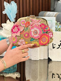 Pink Floral Round Clutch