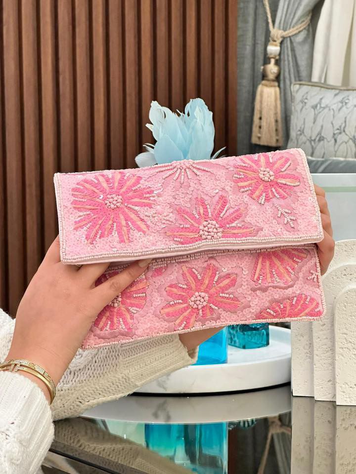 Pink Floral Wallet Clutch