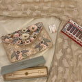 Beige Beaded Party Clutch