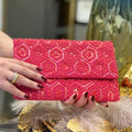 Red Floral Embroidered Clutch