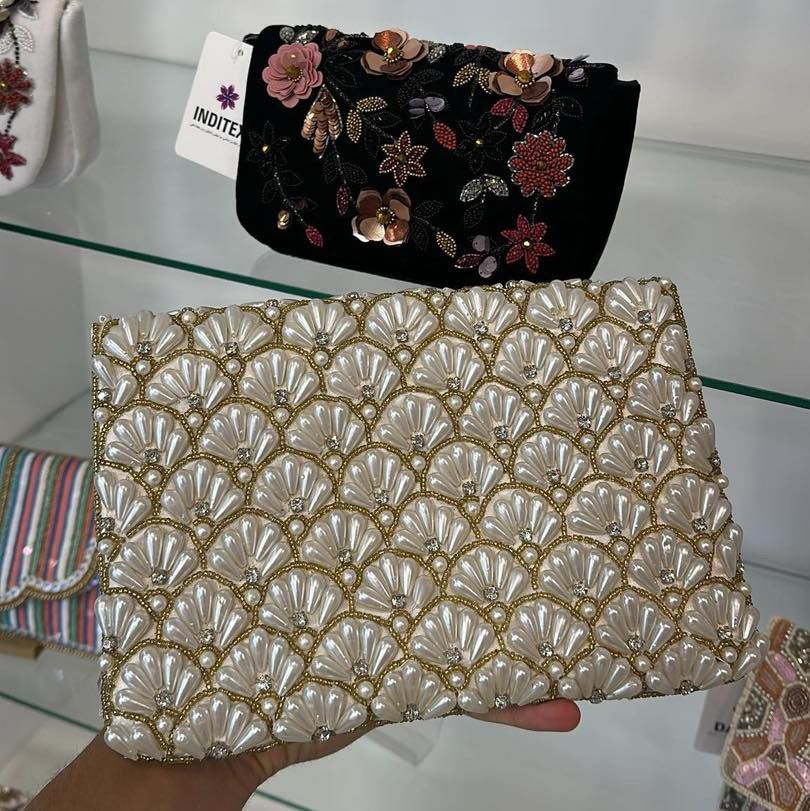Gold Leaf Embroidered Clutch