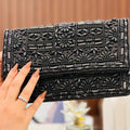 Black Textured Party Clutch