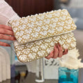 Gold Floral Embroidered Clutch