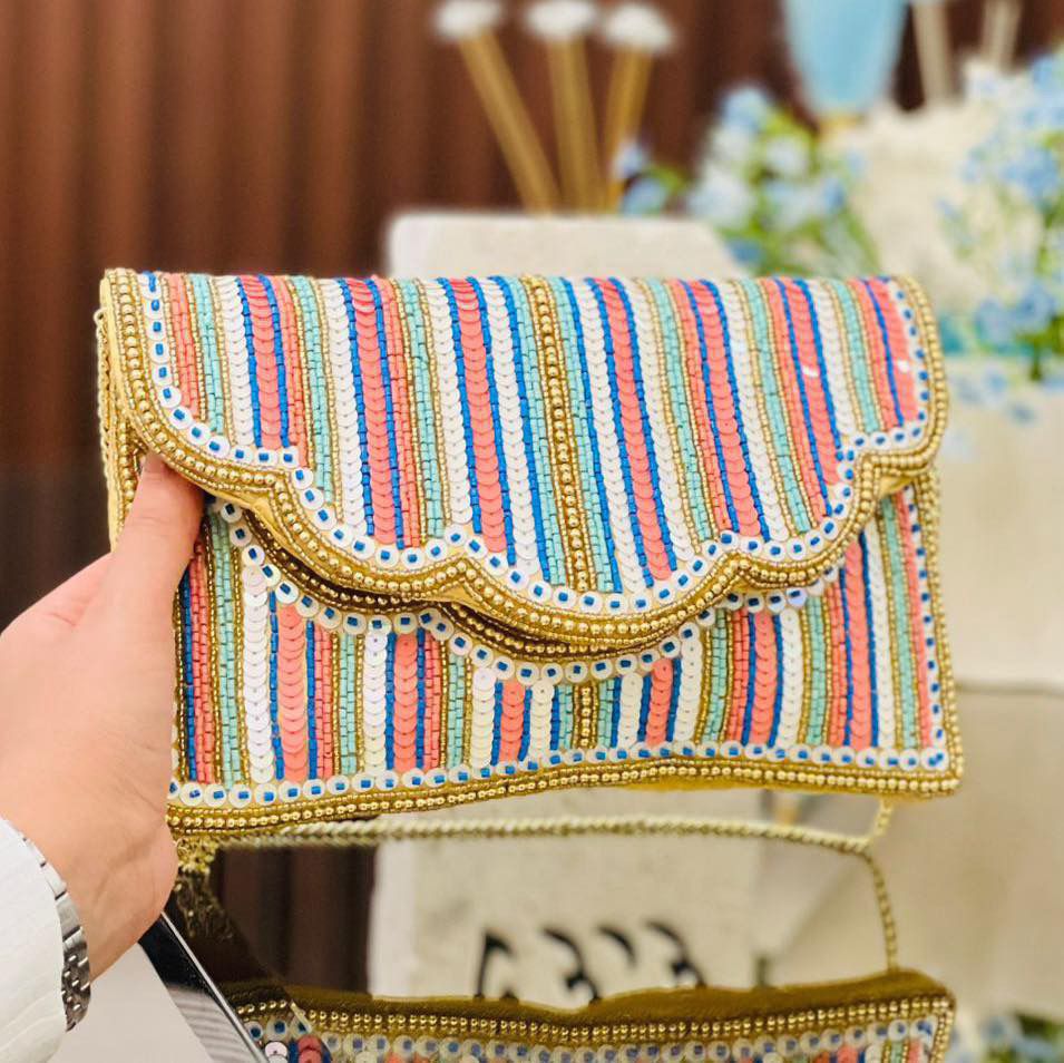 Multicolor Stripe Boho Clutch